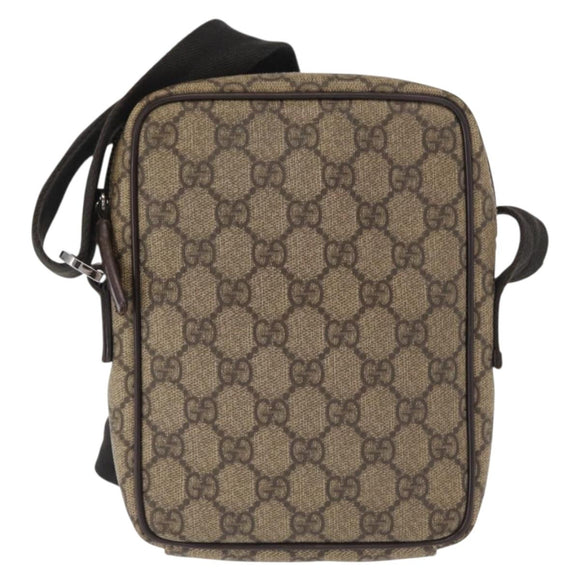 GUCCI GG Supreme Shoulder Bag PVC Beige Silver 101680 Auth 168664