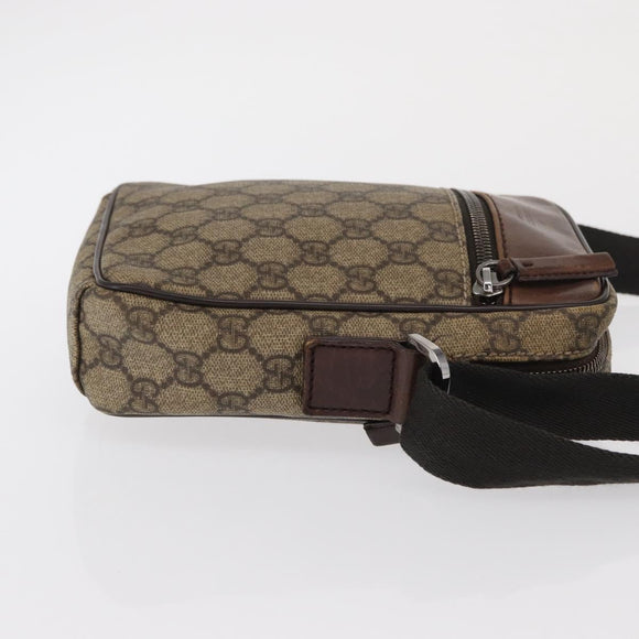 GUCCI GG Supreme Shoulder Bag PVC Beige Silver 101680 Auth 168664