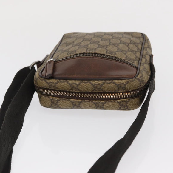 GUCCI GG Supreme Shoulder Bag PVC Beige Silver 101680 Auth 168664