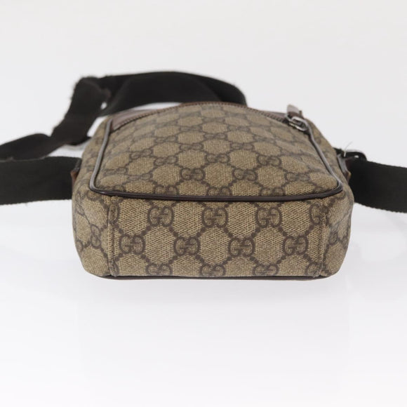 GUCCI GG Supreme Shoulder Bag PVC Beige Silver 101680 Auth 168664