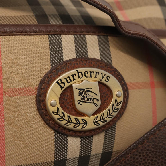 Burberrys Nova Check Shoulder Bag Canvas Beige Gold Auth 168666