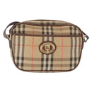 Burberrys Nova Check Shoulder Bag Canvas Beige Gold Auth 168666-13