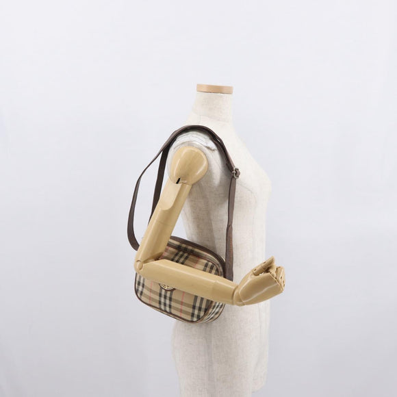 Burberrys Nova Check Shoulder Bag Canvas Beige Gold Auth 168666