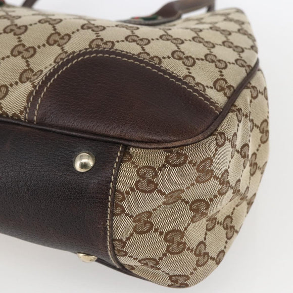 GUCCI Pretty GG Canvas Web Sherry Line Hand Bag Beige Gold 163805 Auth 168668