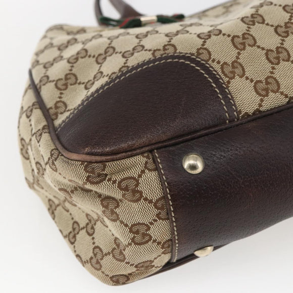 GUCCI Pretty GG Canvas Web Sherry Line Hand Bag Beige Gold 163805 Auth 168668