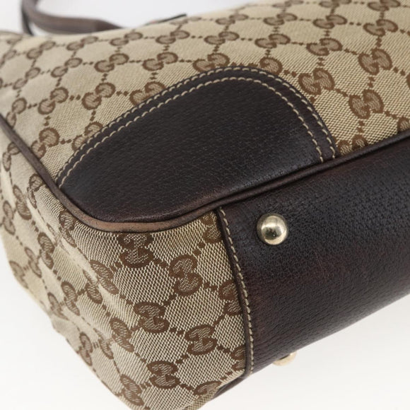 GUCCI Pretty GG Canvas Web Sherry Line Hand Bag Beige Gold 163805 Auth 168668