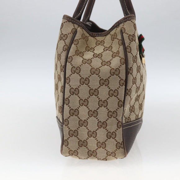 GUCCI Pretty GG Canvas Web Sherry Line Hand Bag Beige Gold 163805 Auth 168668