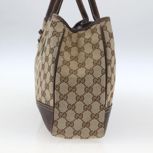 GUCCI Pretty GG Canvas Web Sherry Line Hand Bag Beige Gold 163805 Auth 168668