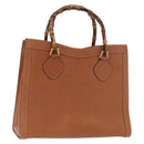 GUCCI Bamboo Tote Bag Leather Brown Gold 002 2853 0260 Auth 168674-1