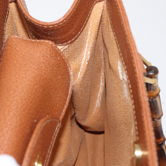 GUCCI Bamboo Tote Bag Leather Brown Gold 002 2853 0260 Auth 168674