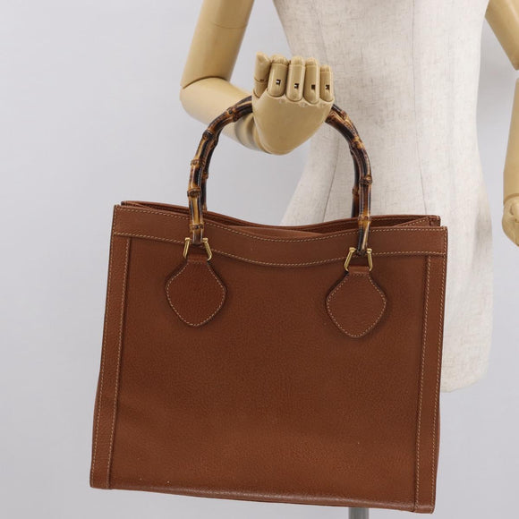 GUCCI Bamboo Tote Bag Leather Brown Gold 002 2853 0260 Auth 168674