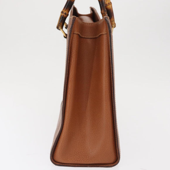 GUCCI Bamboo Tote Bag Leather Brown Gold 002 2853 0260 Auth 168674