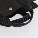 HERMES Her Line MM Hand Bag Canvas Gray Silver Auth 168679-7