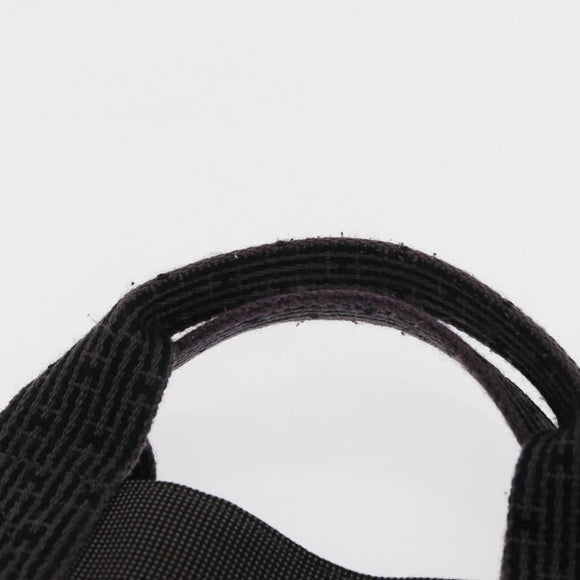 HERMES Her Line MM Hand Bag Canvas Gray Silver Auth 168679