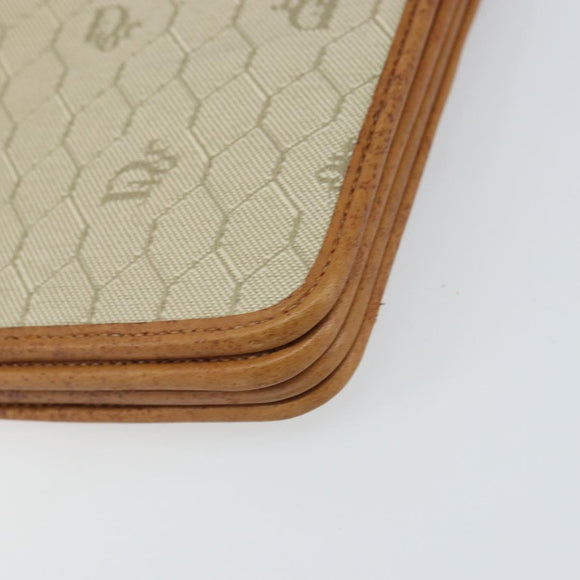 Christian Dior Honeycomb Canvas Shoulder Bag PVC Beige Gold Auth 168691