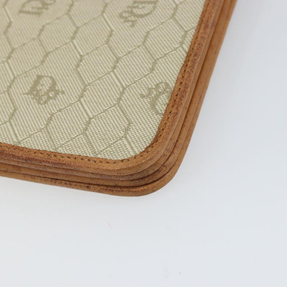 Christian Dior Honeycomb Canvas Shoulder Bag PVC Beige Gold Auth 168691