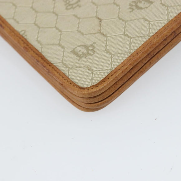 Christian Dior Honeycomb Canvas Shoulder Bag PVC Beige Gold Auth 168691