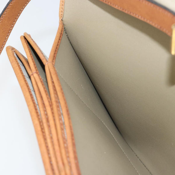 Christian Dior Honeycomb Canvas Shoulder Bag PVC Beige Gold Auth 168691