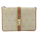 Christian Dior Honeycomb Canvas Shoulder Bag PVC Beige Gold Auth 168691-2