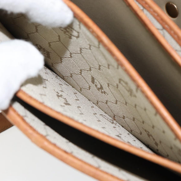 Christian Dior Honeycomb Canvas Shoulder Bag PVC Beige Gold Auth 168691