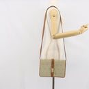 Christian Dior Honeycomb Canvas Shoulder Bag PVC Beige Gold Auth 168691-24