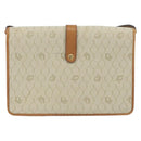 Christian Dior Honeycomb Canvas Shoulder Bag PVC Beige Gold Auth 168691-3