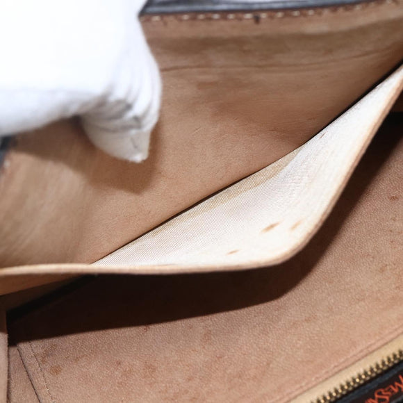 SAINT LAURENT Shoulder Bag Leather Black Gold Auth 168693