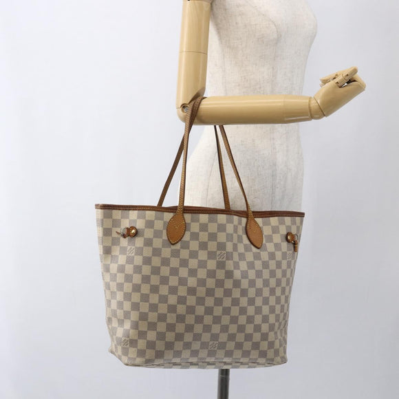 LOUIS VUITTON Damier Azur Neverfull MM Tote Bag N41605 LV Auth 168696