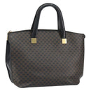 CELINE Macadam Canvas Tote Bag PVC Leather Black Gold Auth 168706-1