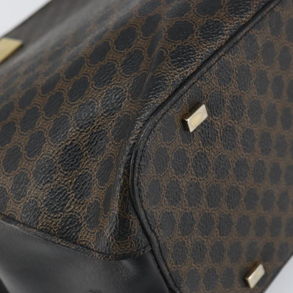 CELINE Macadam Canvas Tragetasche PVC Leder Schwarz Gold Auth 168706