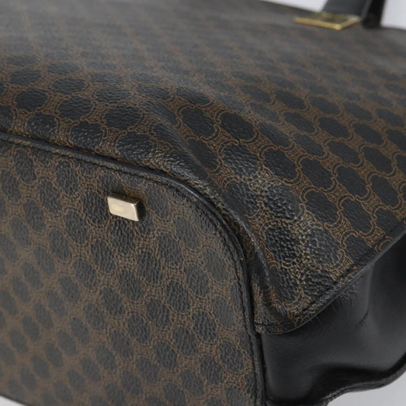 CELINE Macadam Canvas Tragetasche PVC Leder Schwarz Gold Auth 168706