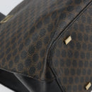 CELINE Macadam Canvas Tote Bag PVC Leather Black Gold Auth 168706-13