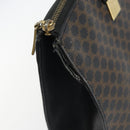 CELINE Macadam Canvas Tote Bag PVC Leather Black Gold Auth 168706-15