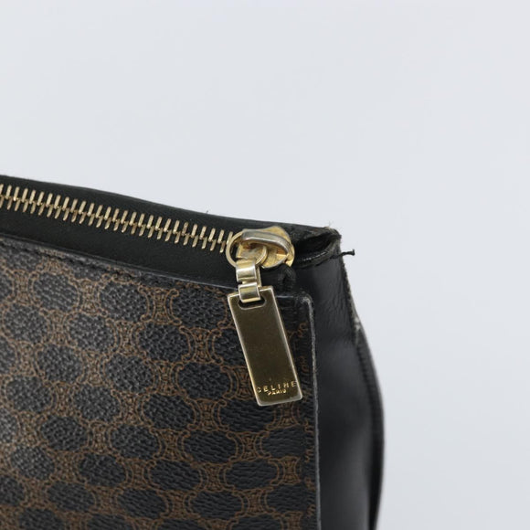 CELINE Macadam Canvas Tote Bag PVC Leather Black Gold Auth 168706