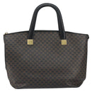 CELINE Macadam Canvas Tote Bag PVC Leather Black Gold Auth 168706-2