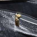 CELINE Macadam Canvas Tote Bag PVC Leather Black Gold Auth 168706-22