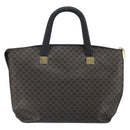 CELINE Macadam Canvas Tote Bag PVC Leather Black Gold Auth 168706-3