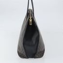 CELINE Macadam Canvas Tote Bag PVC Leather Black Gold Auth 168706-4
