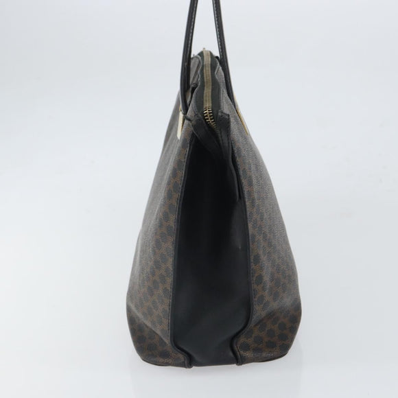 CELINE Macadam Canvas Tote Bag PVC Leather Black Gold Auth 168706