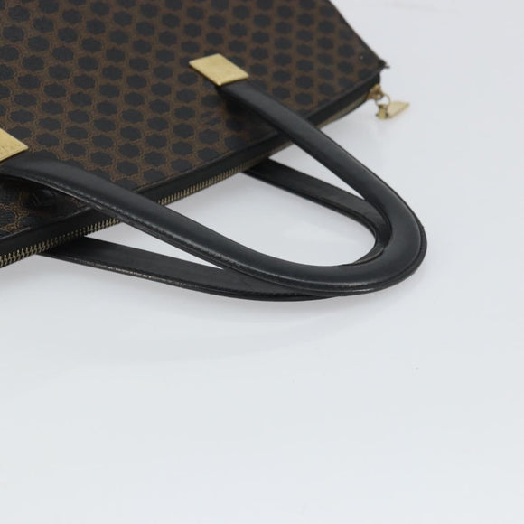 CELINE Macadam Canvas Tote Bag PVC Leather Black Gold Auth 168706