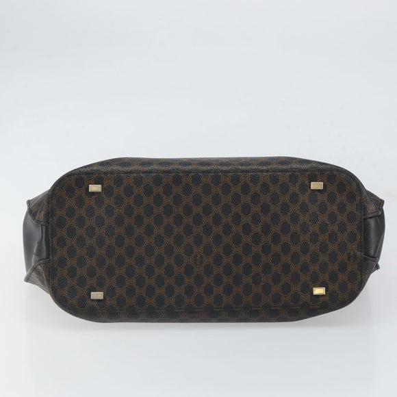 CELINE Macadam Canvas Tragetasche PVC Leder Schwarz Gold Auth 168706