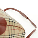 BURBERRY Nova Check Boston Bag PVC Leather 2way Beige Gold Auth 168710V-10