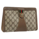 GUCCI GG Supreme Web Sherry Line Clutch Bag PVC Beige Red 89 01 032 Auth 168714-1