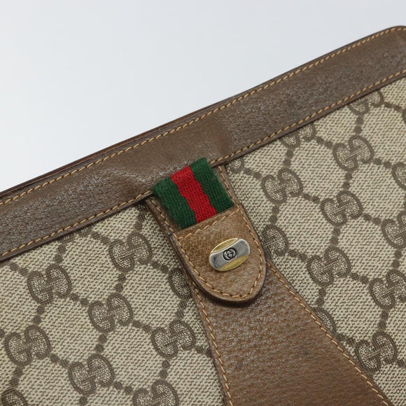 GUCCI GG Supreme Web Sherry Line Clutch Bag PVC Beige Red 89 01 032 Auth 168714