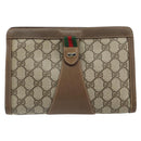 GUCCI GG Supreme Web Sherry Line Clutch Bag PVC Beige Red 89 01 032 Auth 168714-13