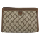 GUCCI GG Supreme Web Sherry Line Clutch Bag PVC Beige Red 89 01 032 Auth 168714-2