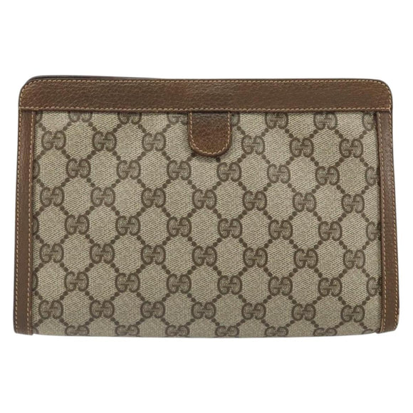 GUCCI GG Supreme Web Sherry Line Clutch Bag PVC Beige Red 89 01 032 Auth 168714