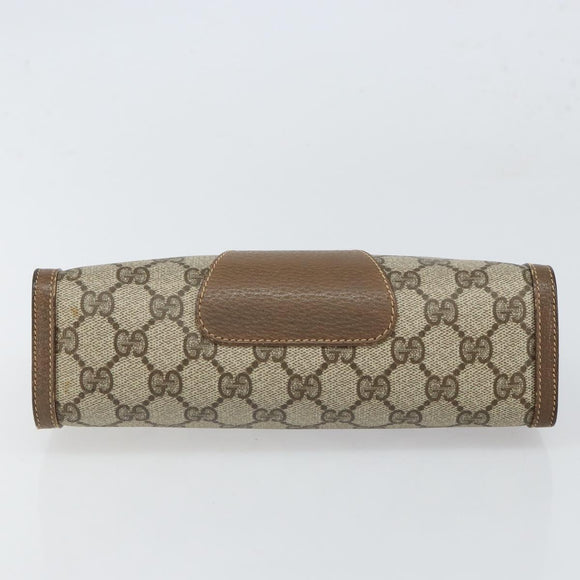 GUCCI GG Supreme Web Sherry Line Clutch Bag PVC Beige Red 89 01 032 Auth 168714