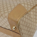CELINE Macadam Canvas Boston Bag PVC Leather Beige Gold Auth 168715-9