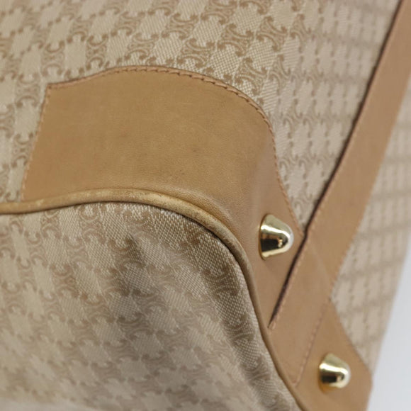 CELINE Macadam Canvas Boston Bag PVC Leather Beige Gold Auth 168715